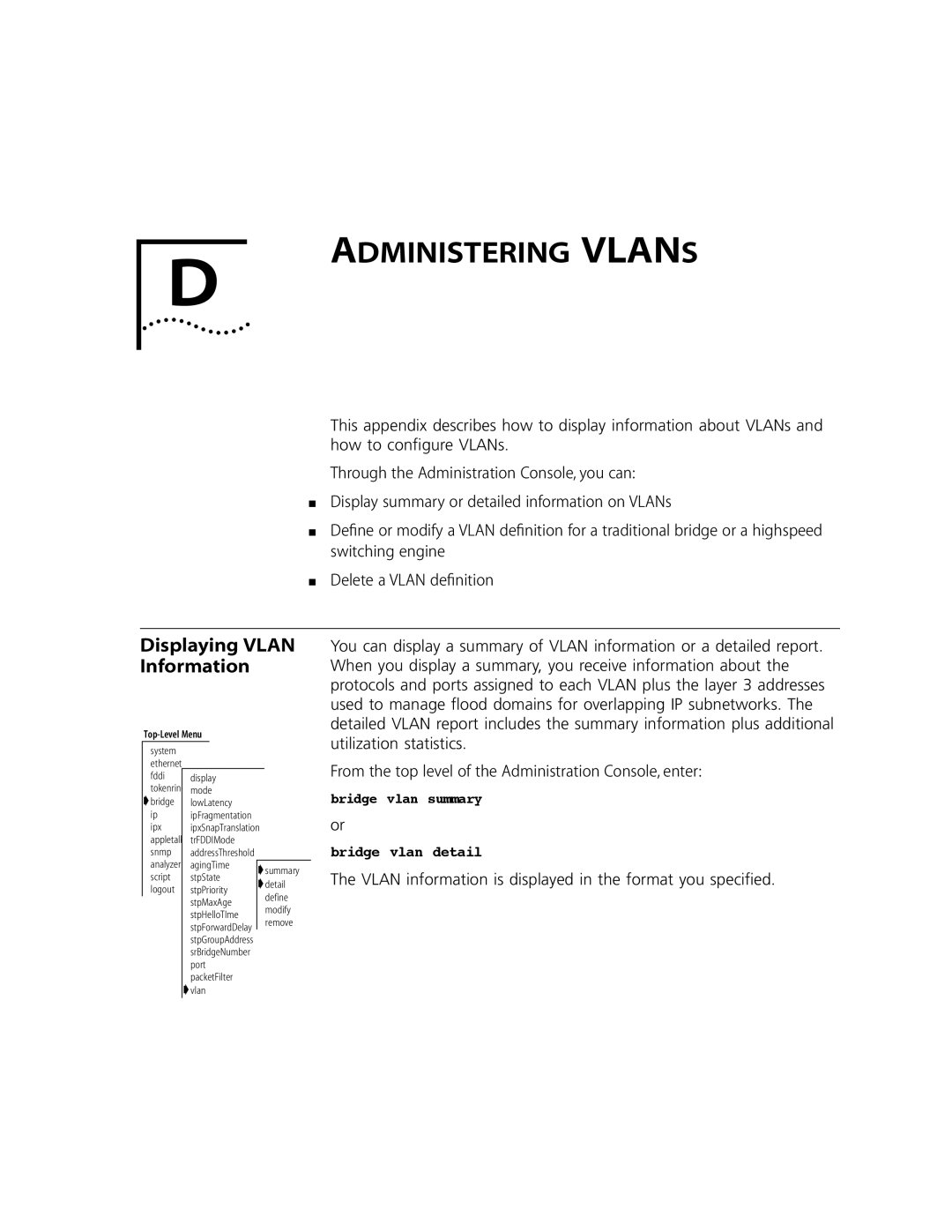 3Com 10002211 manual Administering Vlans, Displaying Vlan Information 