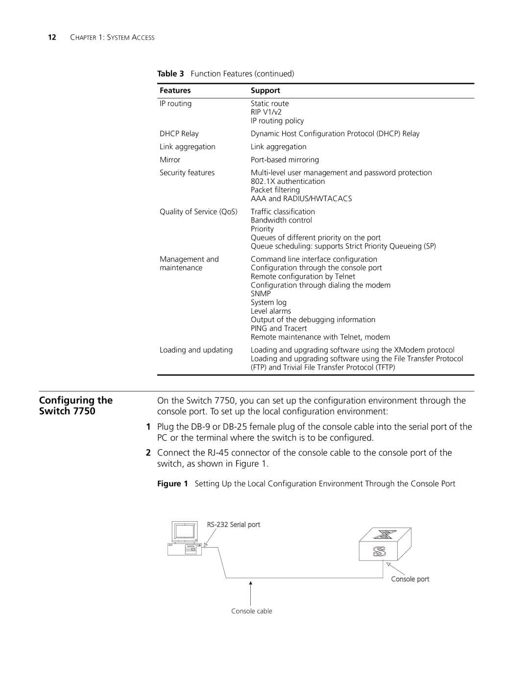 3Com 10014298 manual Configuring, Switch, Console port. To set up the local configuration environment 