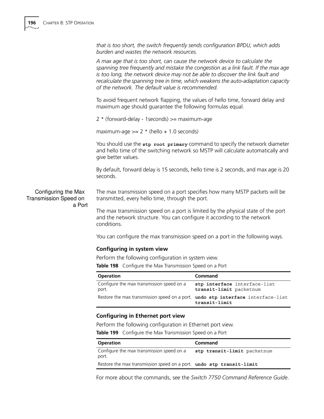 3Com 10014298 manual Port, Configuring in system view, Configuring in Ethernet port view 