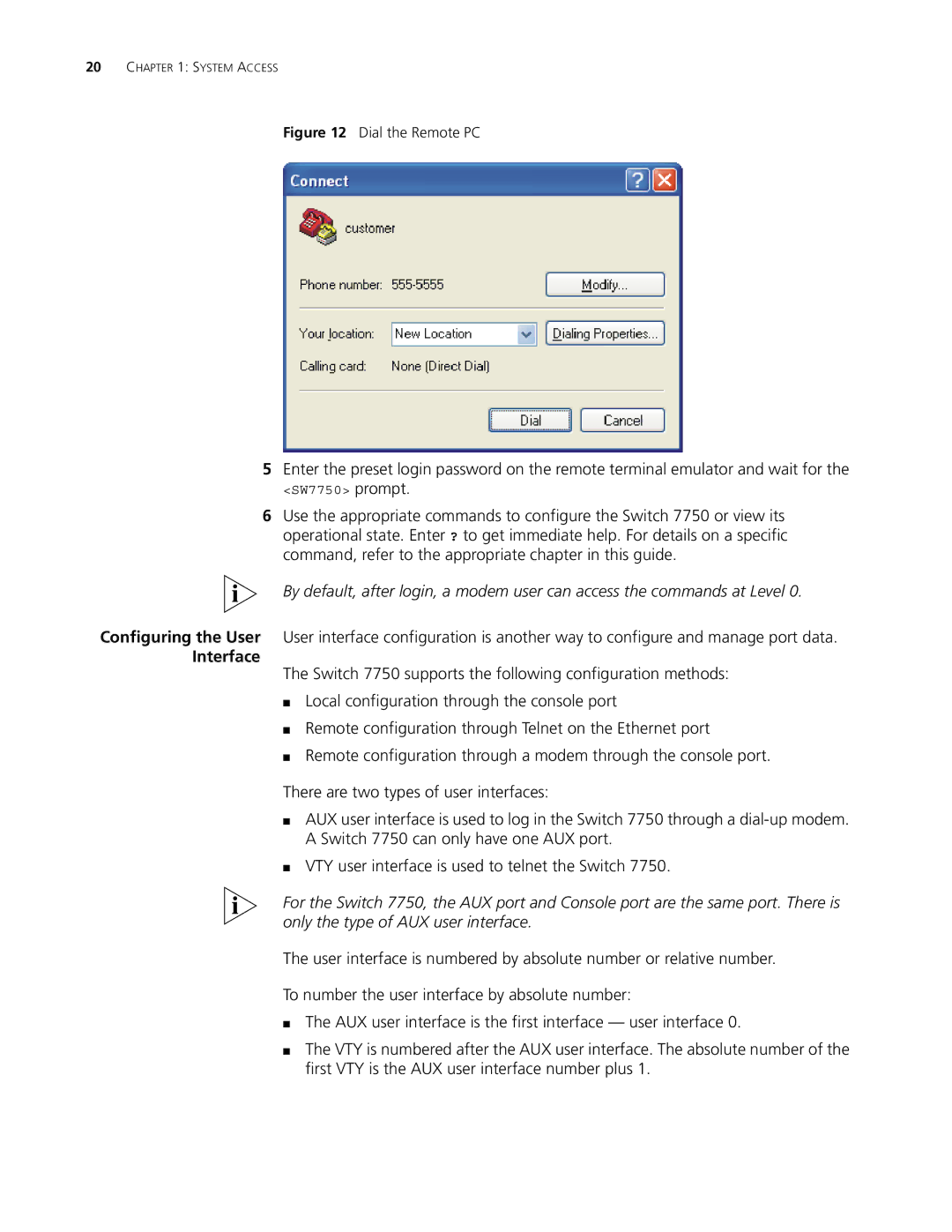 3Com 10014298 manual Interface, Dial the Remote PC 