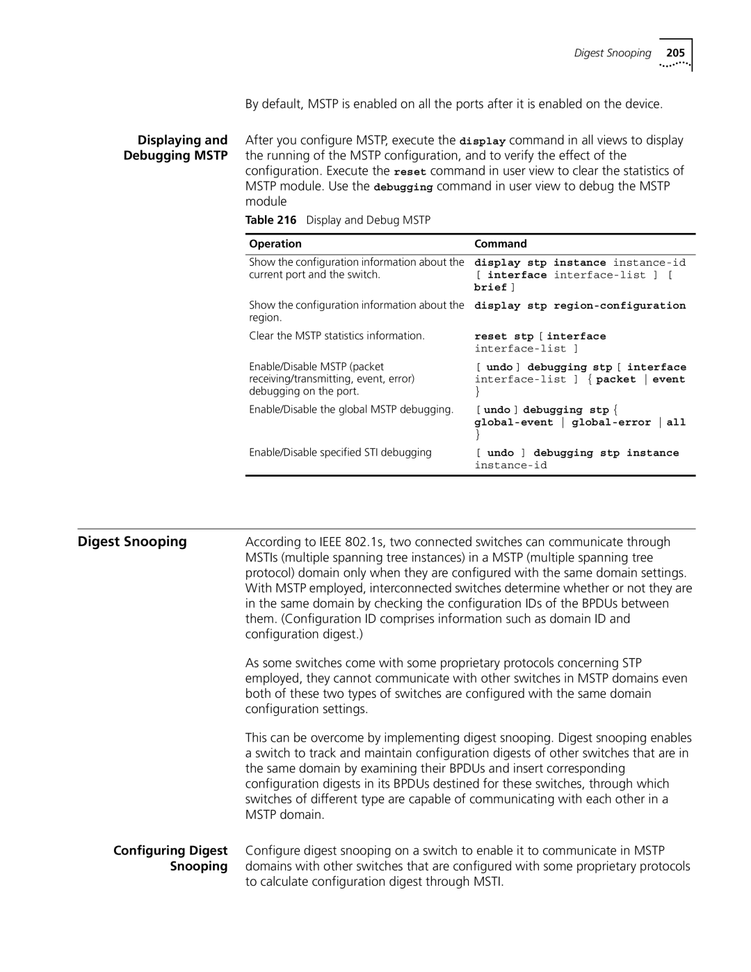 3Com 10014298 manual Digest Snooping, Configuring Digest 