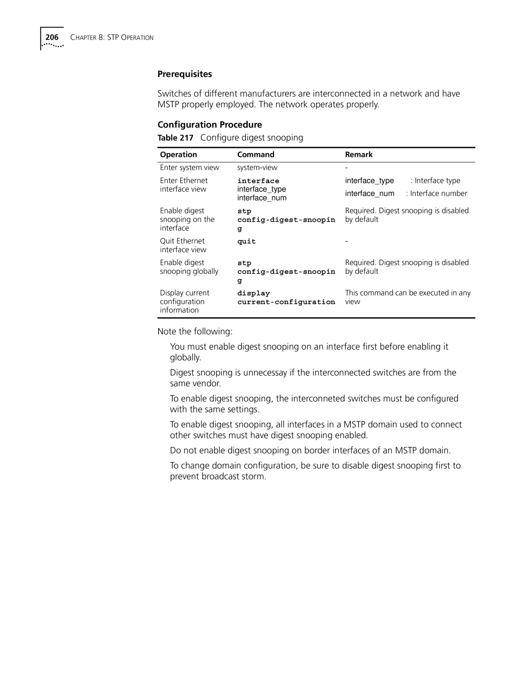 3Com 10014298 manual Prerequisites, Configure digest snooping 