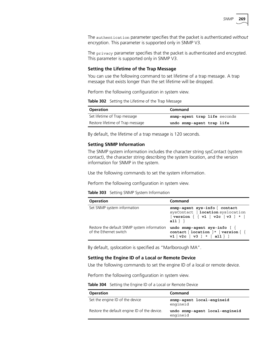 3Com 10014298 manual Setting the Lifetime of the Trap Message, By default, the lifetime of a trap message is 120 seconds 