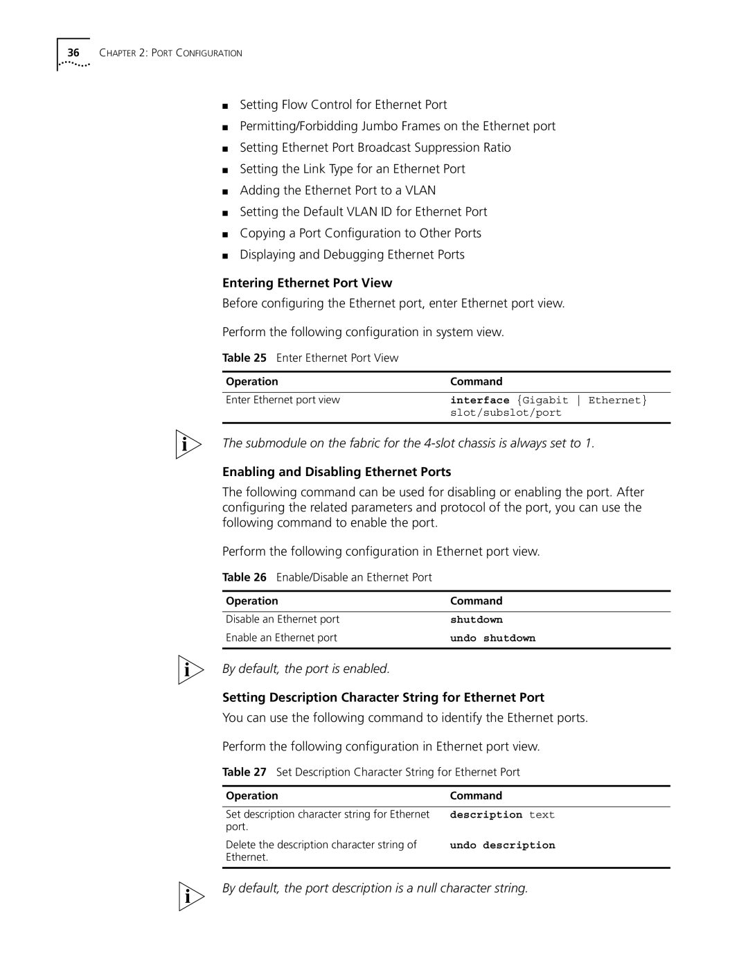 3Com 10014298 manual Entering Ethernet Port View, Enabling and Disabling Ethernet Ports 