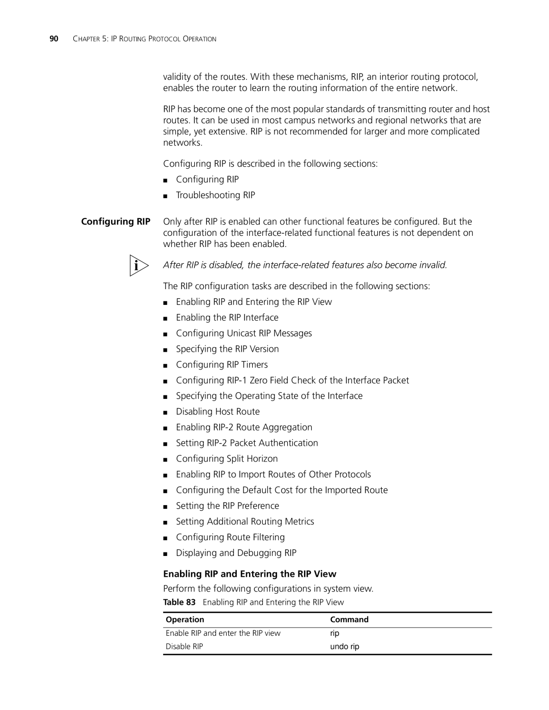 3Com 10014298 manual Enabling RIP and Entering the RIP View, Rip, Undo rip 