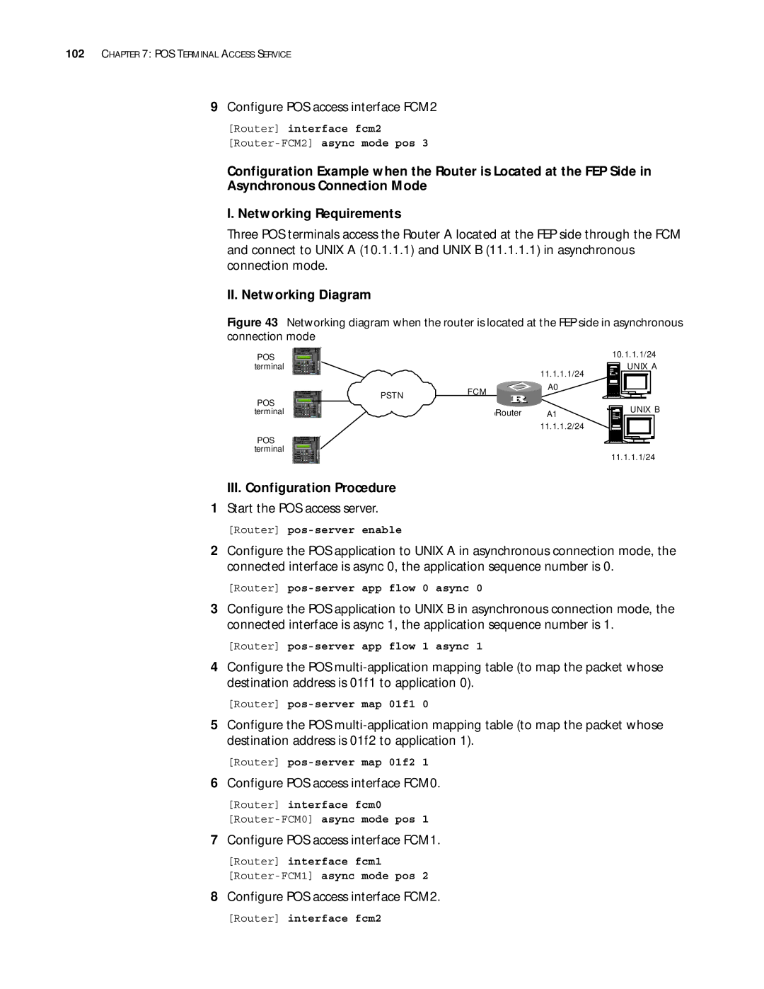 3Com 10014299 manual Configure POS access interface FCM2, Configure POS access interface FCM0 