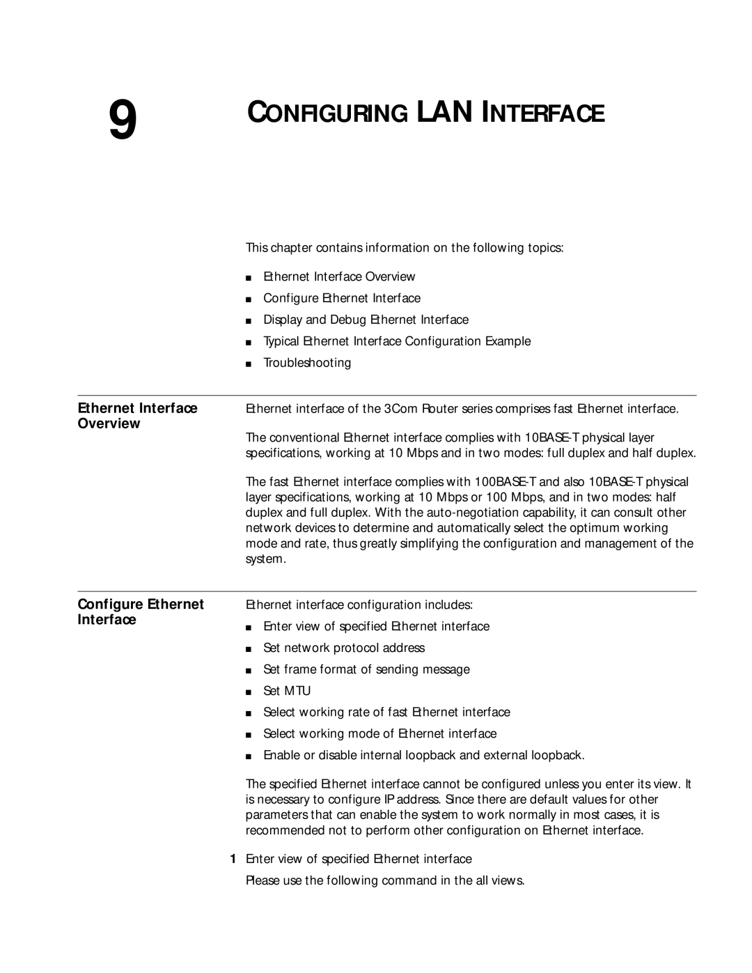 3Com 10014299 manual Configure Ethernet Interface 