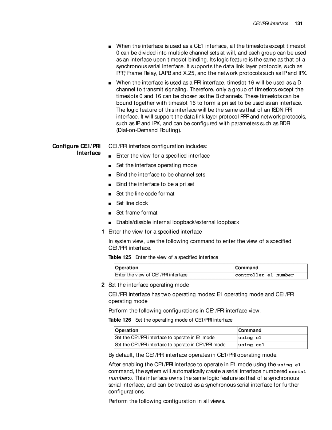 3Com 10014299 manual Dial-on-Demand Routing, Configure CE1/PRI CE1/PRI interface configuration includes, Interface 