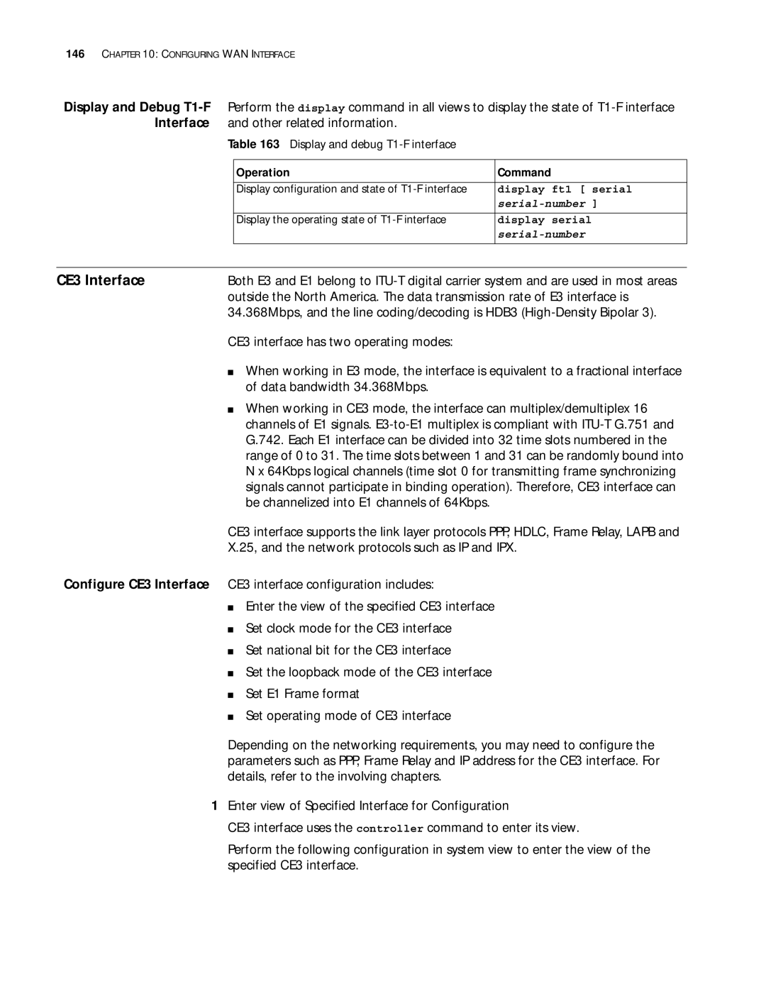 3Com 10014299 manual Other related information, CE3 Interface, Display and Debug T1-F, Display and debug T1-F interface 