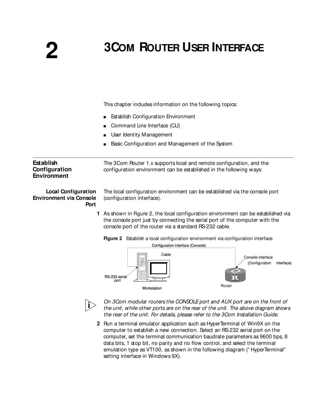 3Com 10014299 manual Establish, Configuration, Environment, Port 