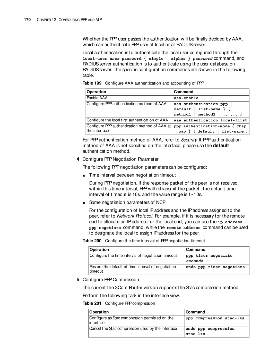 3Com 10014299 Configure AAA authentication and accounting of PPP, Configure the time interval of PPP negotiation timeout 