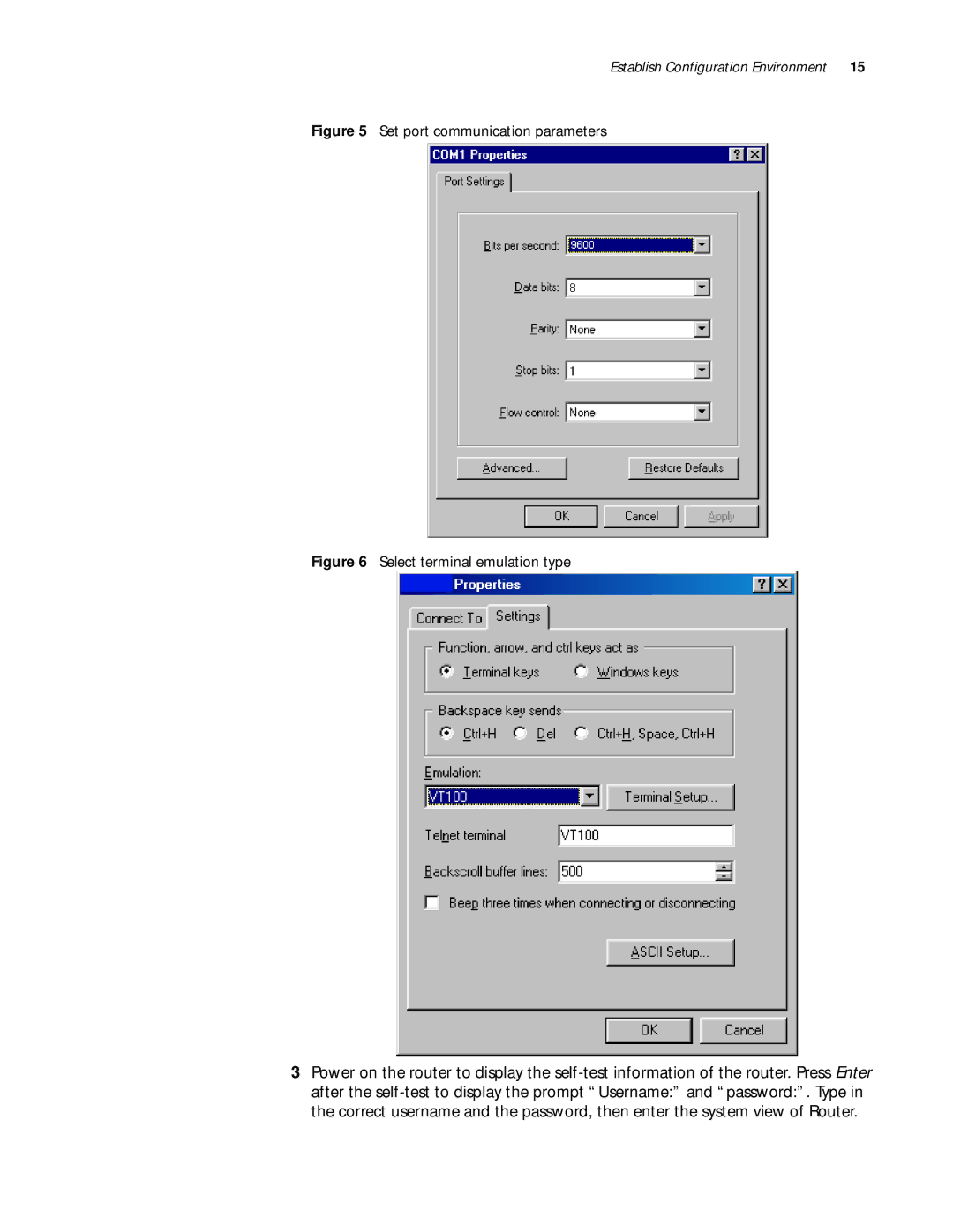 3Com 10014299 manual Set port communication parameters 