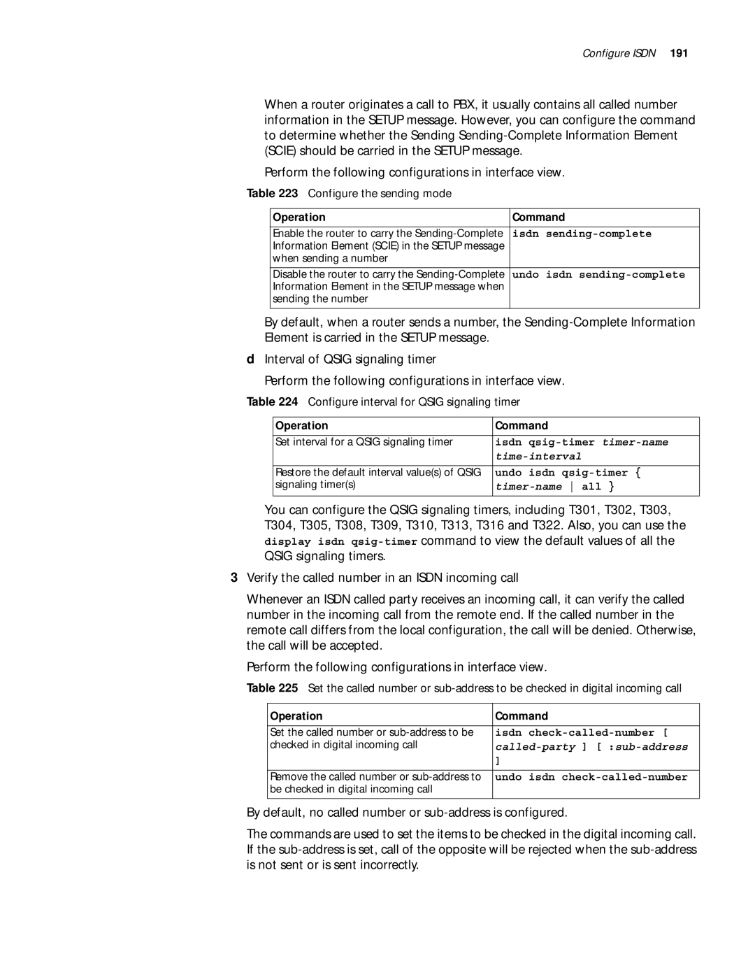 3Com 10014299 manual Configure the sending mode, Configure interval for Qsig signaling timer, Time-interval, Timer-name all 