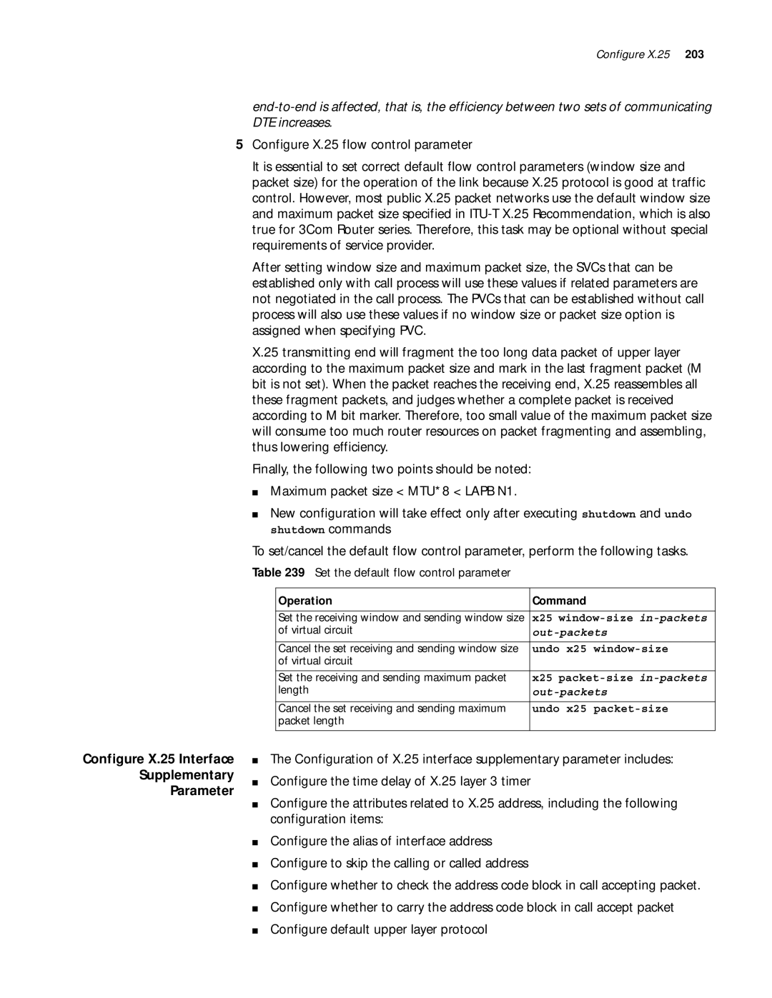 3Com 10014299 manual Configure X.25 flow control parameter, Configure X.25 Interface Supplementary Parameter, Out-packets 