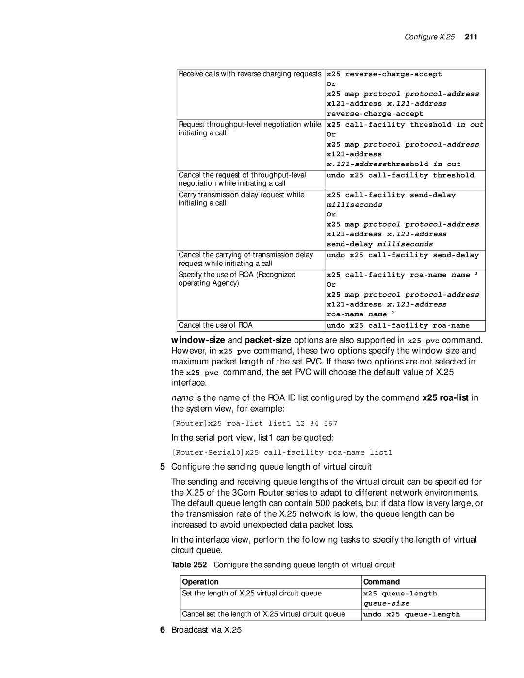 3Com 10014299 manual Serial port view, list1 can be quoted, Configure the sending queue length of virtual circuit 