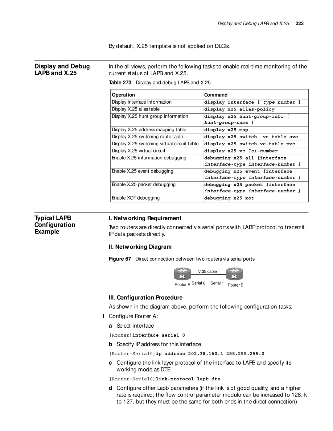 3Com 10014299 manual Typical Lapb Configuration Example, By default, X.25 template is not applied on DLCIs 