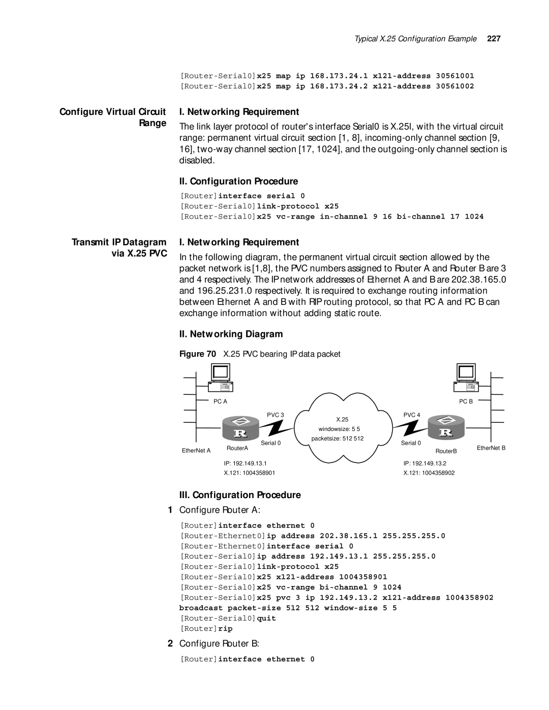 3Com 10014299 Configure Virtual Circuit I. Networking Requirement, Range, Disabled, Transmit IP Datagram via X.25 PVC 