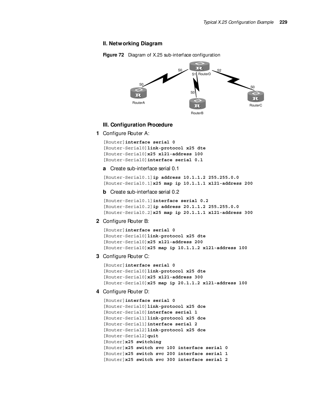 3Com 10014299 manual Create sub-interface serial, Configure Router C, Configure Router D 