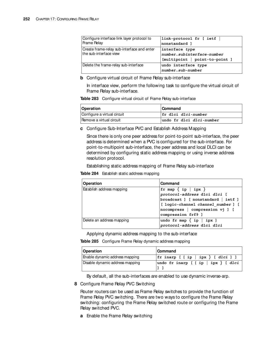 3Com 10014299 manual Applying dynamic address mapping to the sub-interface, Establish static address mapping 