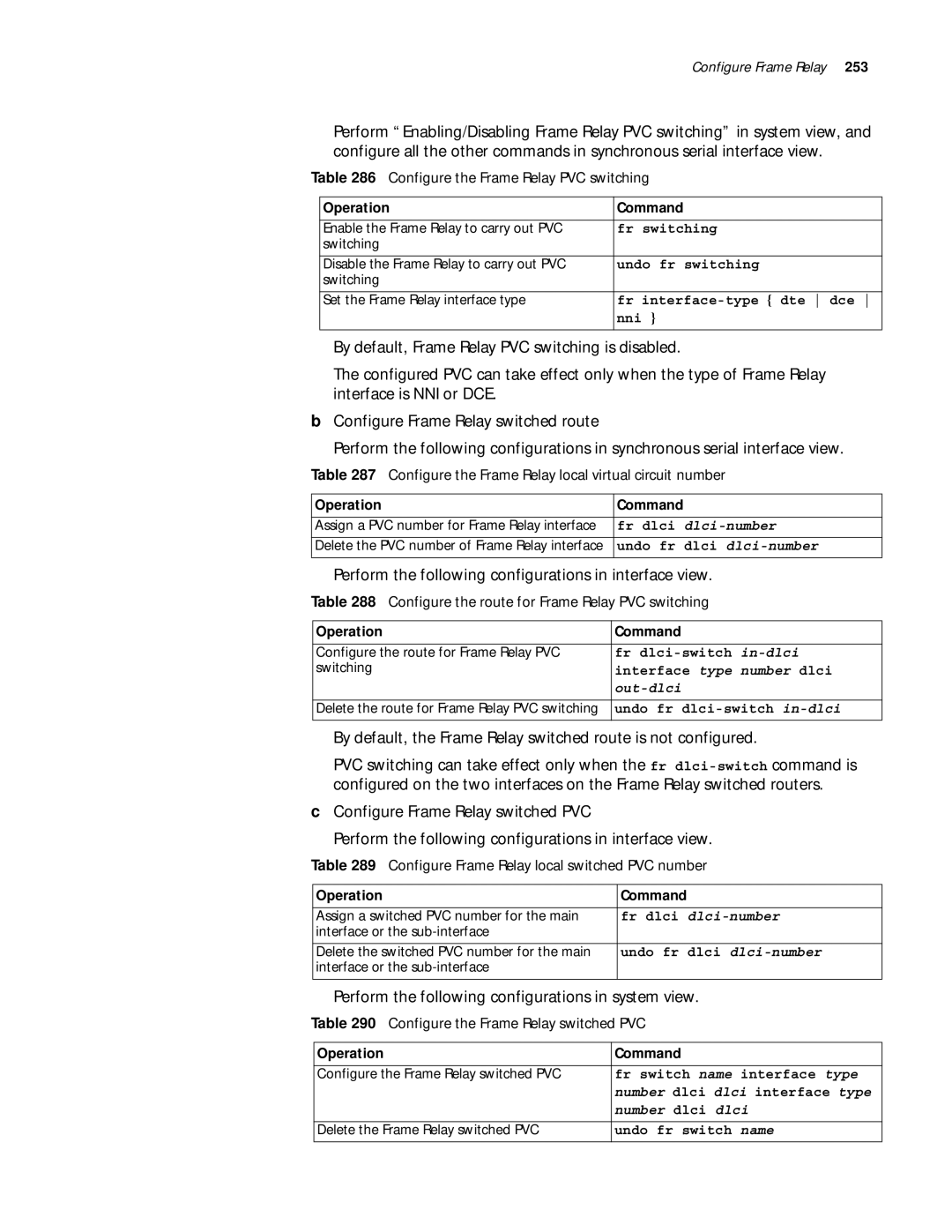 3Com 10014299 Configure the Frame Relay local virtual circuit number, Configure the route for Frame Relay PVC switching 