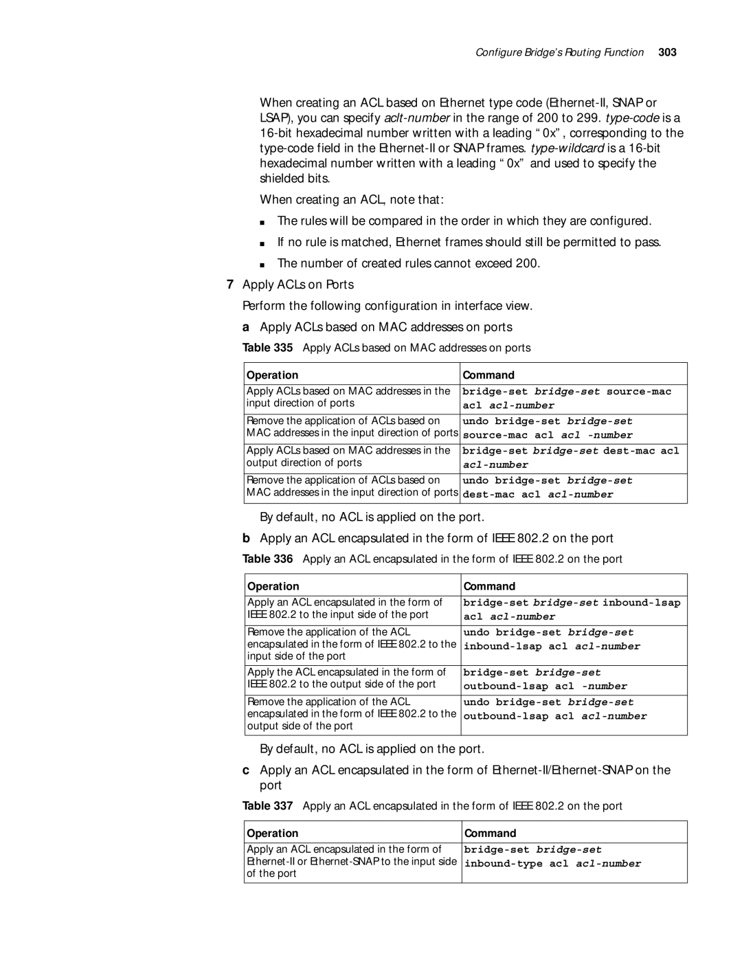 3Com 10014299 manual Acl acl-number 