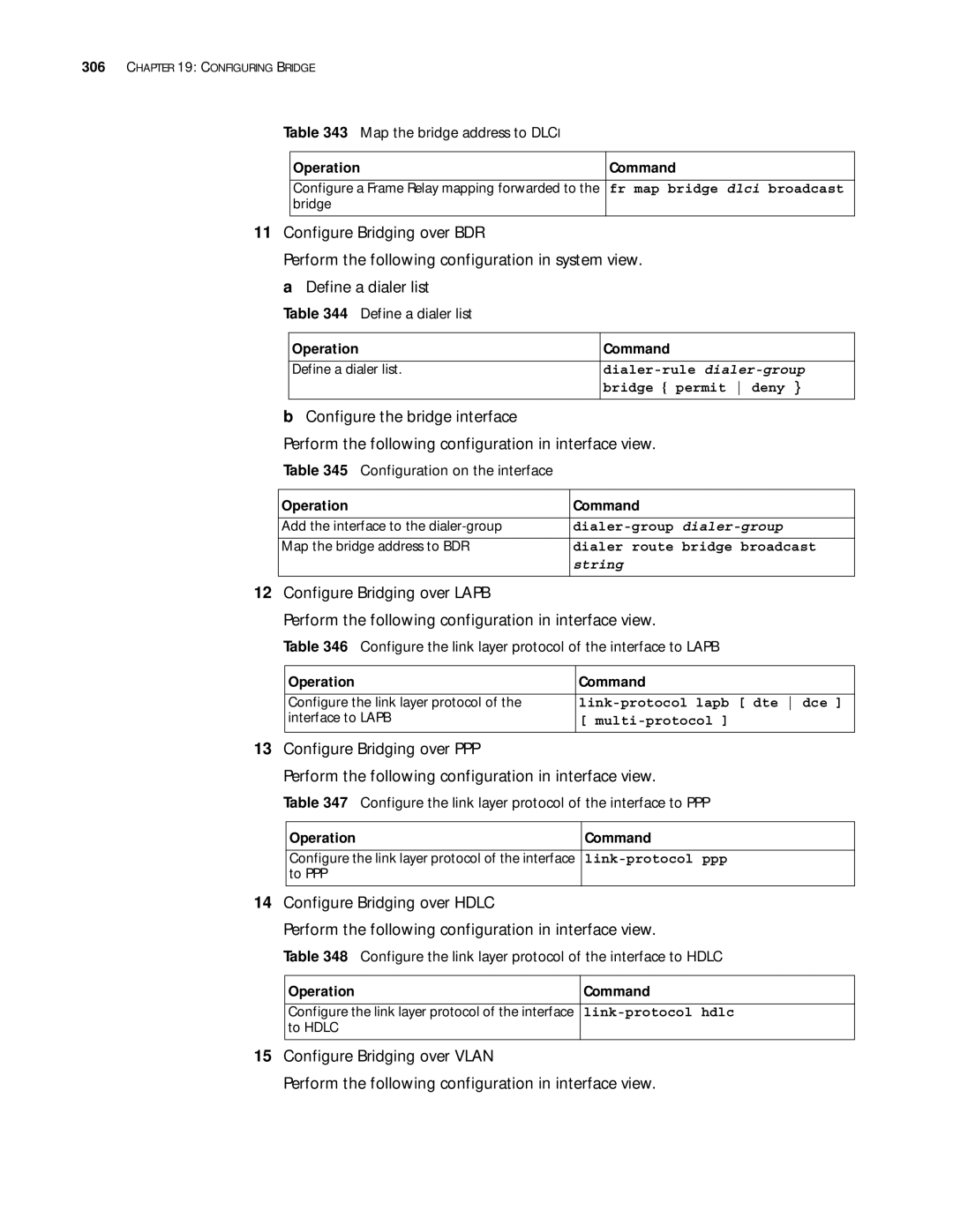 3Com 10014299 manual Map the bridge address to Dlci, Define a dialer list, Configuration on the interface 