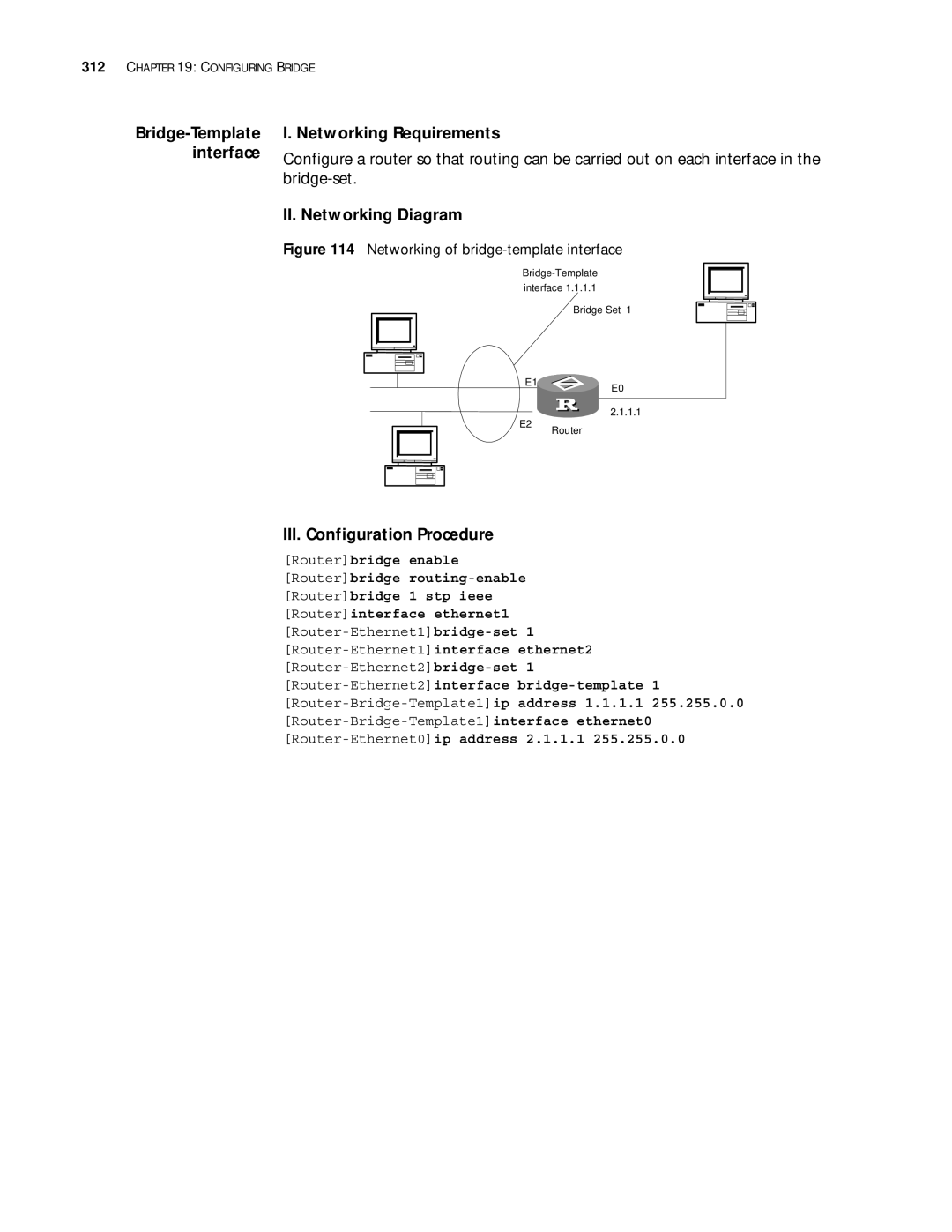 3Com 10014299 manual Bridge-Template interface, Networking of bridge-template interface 