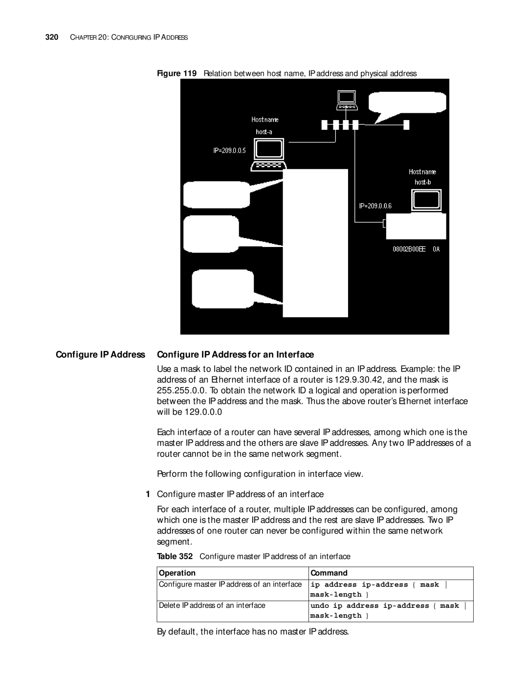 3Com 10014299 Configure IP Address Configure IP Address for an Interface, Configure master IP address of an interface 