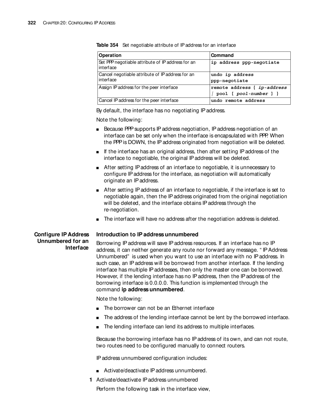 3Com 10014299 manual By default, the interface has no negotiating IP address, Introduction to IP address unnumbered 