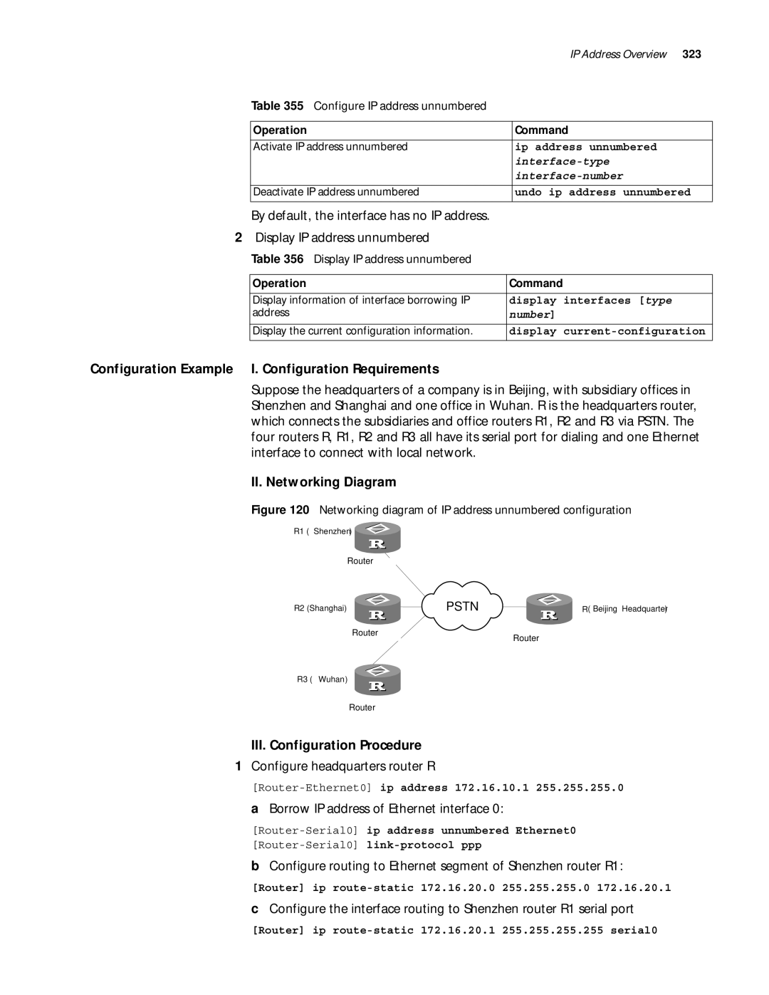 3Com 10014299 manual Configuration Example I. Configuration Requirements, Borrow IP address of Ethernet interface 