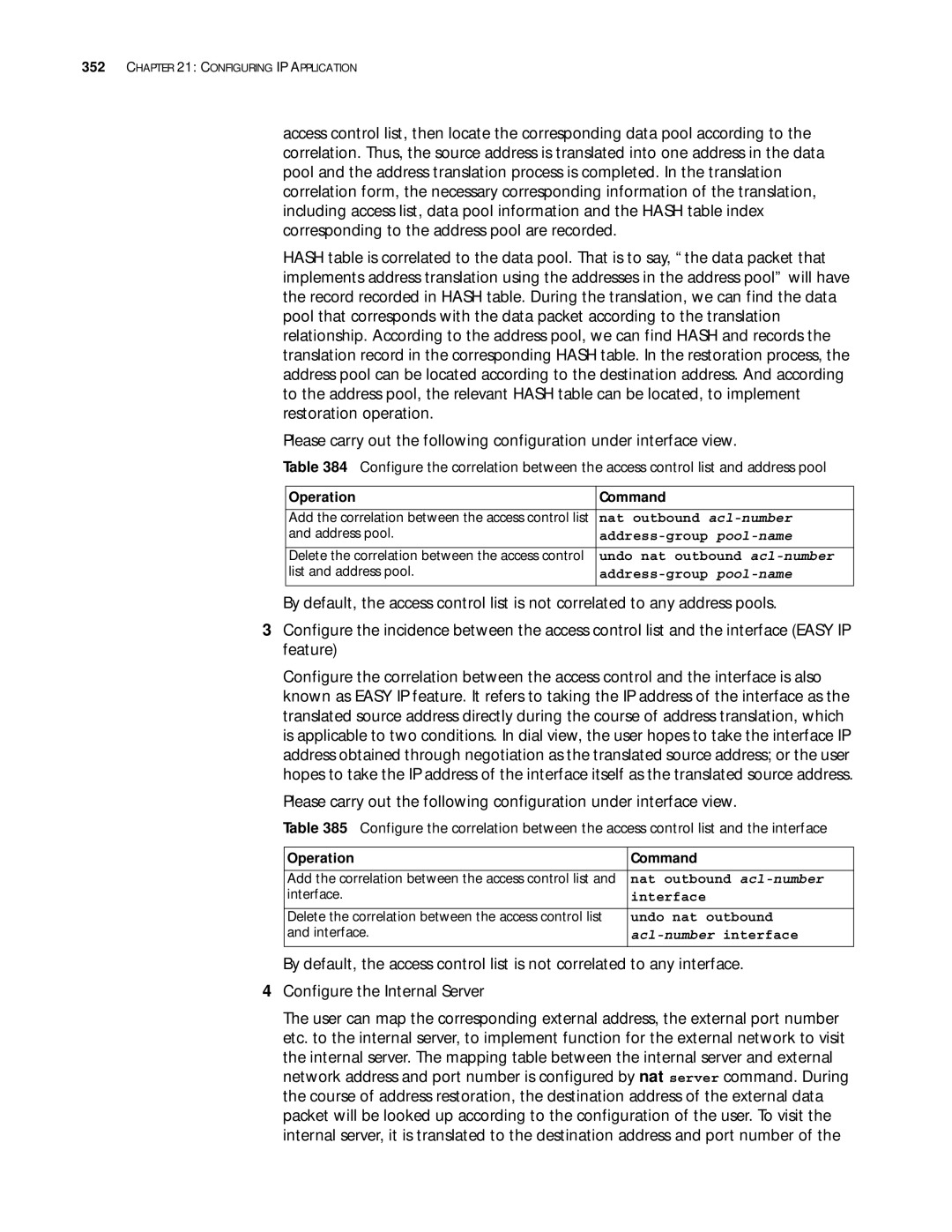 3Com 10014299 manual Nat outbound acl-number, Address-group pool-name, Undo nat outbound acl-number, Acl-number interface 