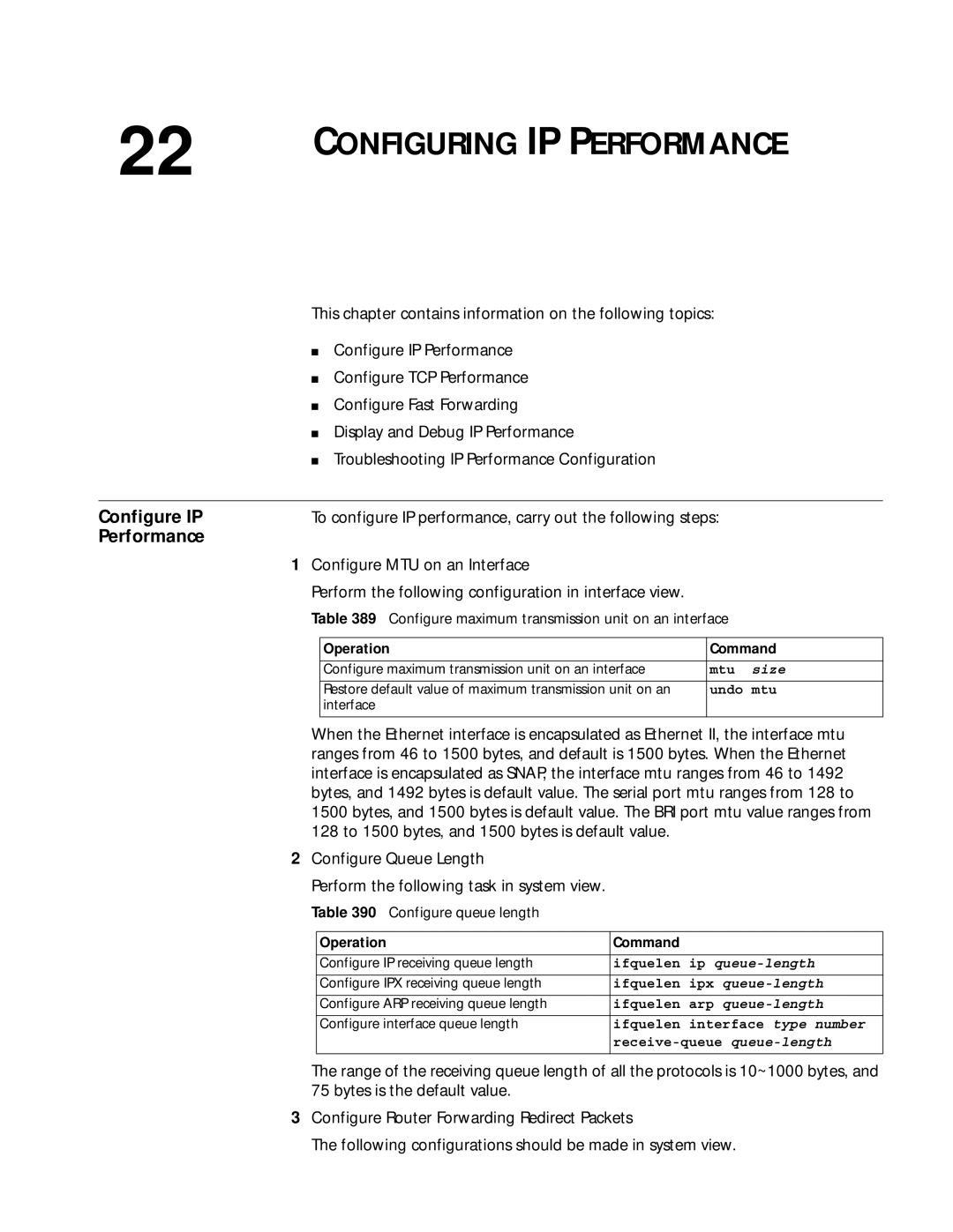 3Com 10014299 manual Configure IP, Performance, To configure IP performance, carry out the following steps 