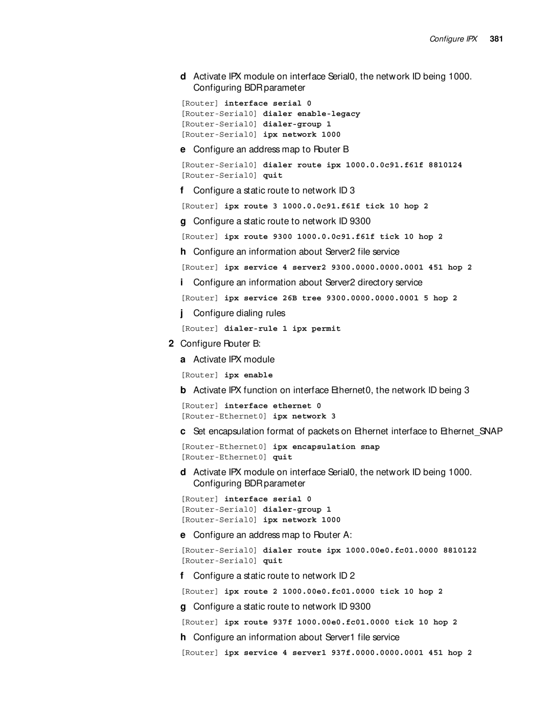 3Com 10014299 manual Configure an address map to Router B, Configure a static route to network ID, Configure dialing rules 