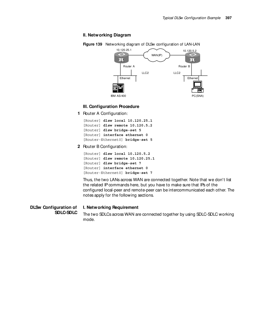 3Com 10014299 manual Router a Configuration, Router B Configuration, DLSw Configuration, Router dlsw local 