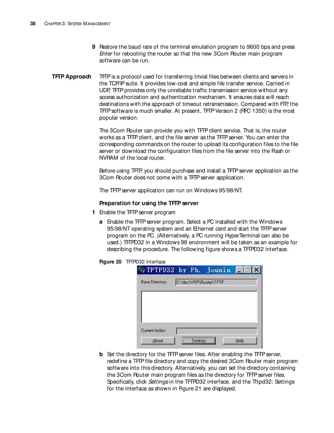 3Com 10014299 manual Tftp server application can run on Windows 95/98/NT, Preparation for using the Tftp server 