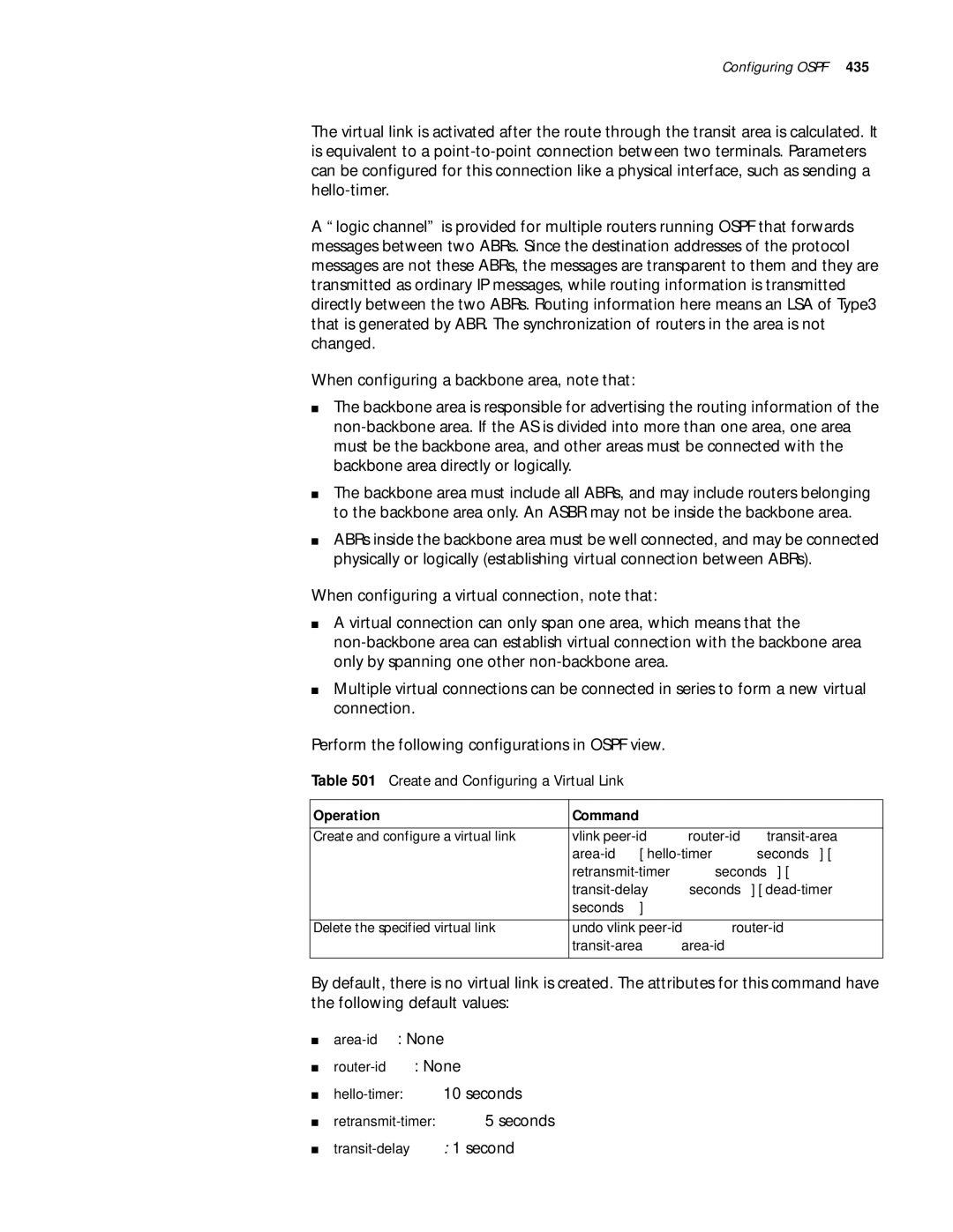 3Com 10014299 manual Create and Configuring a Virtual Link, Area-id None Router-id None 