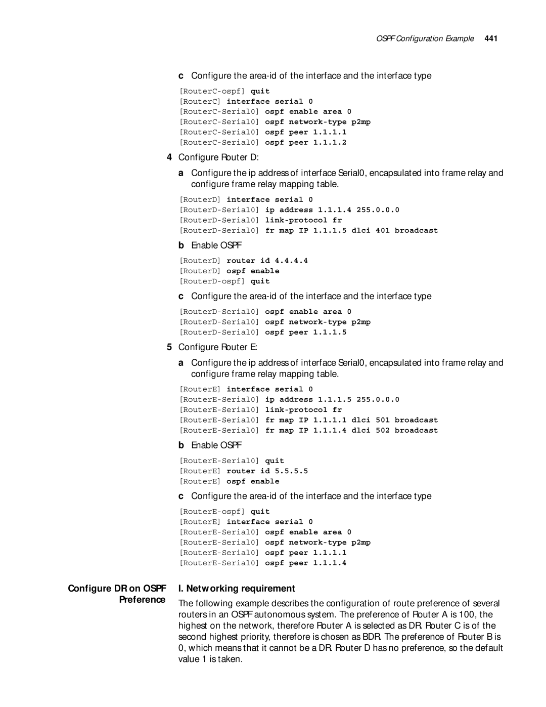 3Com 10014299 manual Configure DR on Ospf Preference 