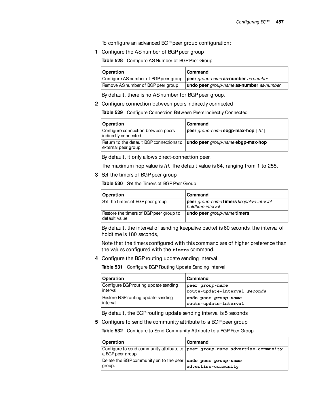 3Com 10014299 manual Configure AS Number of BGP Peer Group, Configure Connection Between Peers Indirectly Connected 