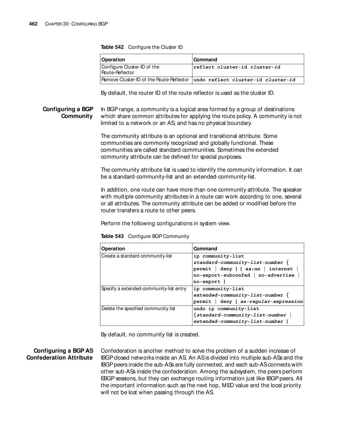 3Com 10014299 manual Configure the Cluster ID, Configure BGP Community, Standard-community-list-number 