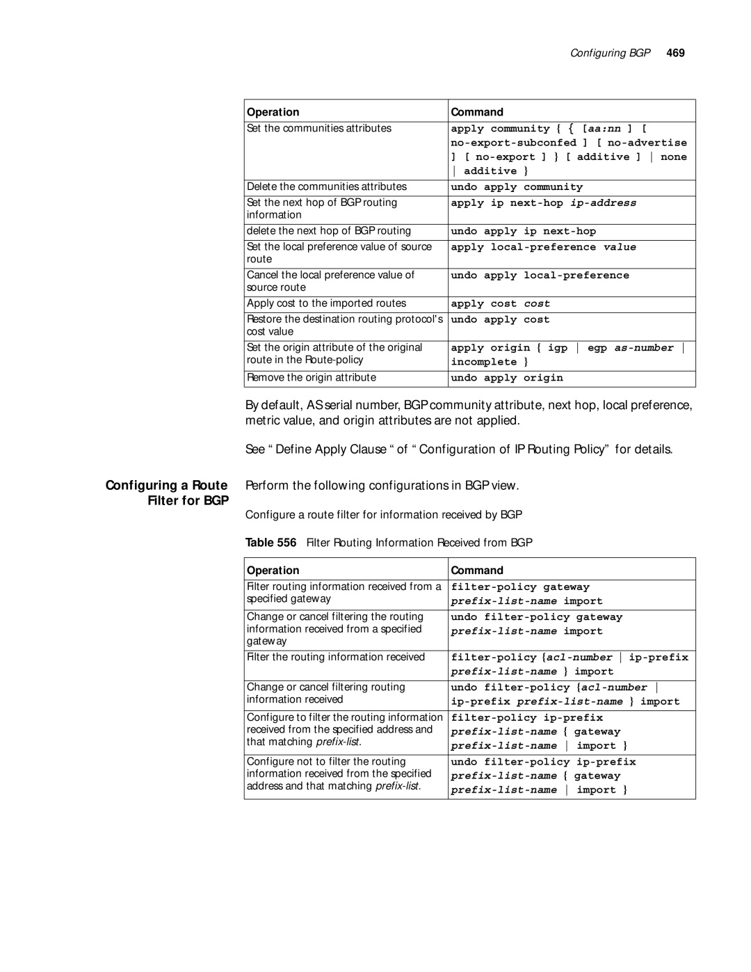 3Com 10014299 manual Filter for BGP 