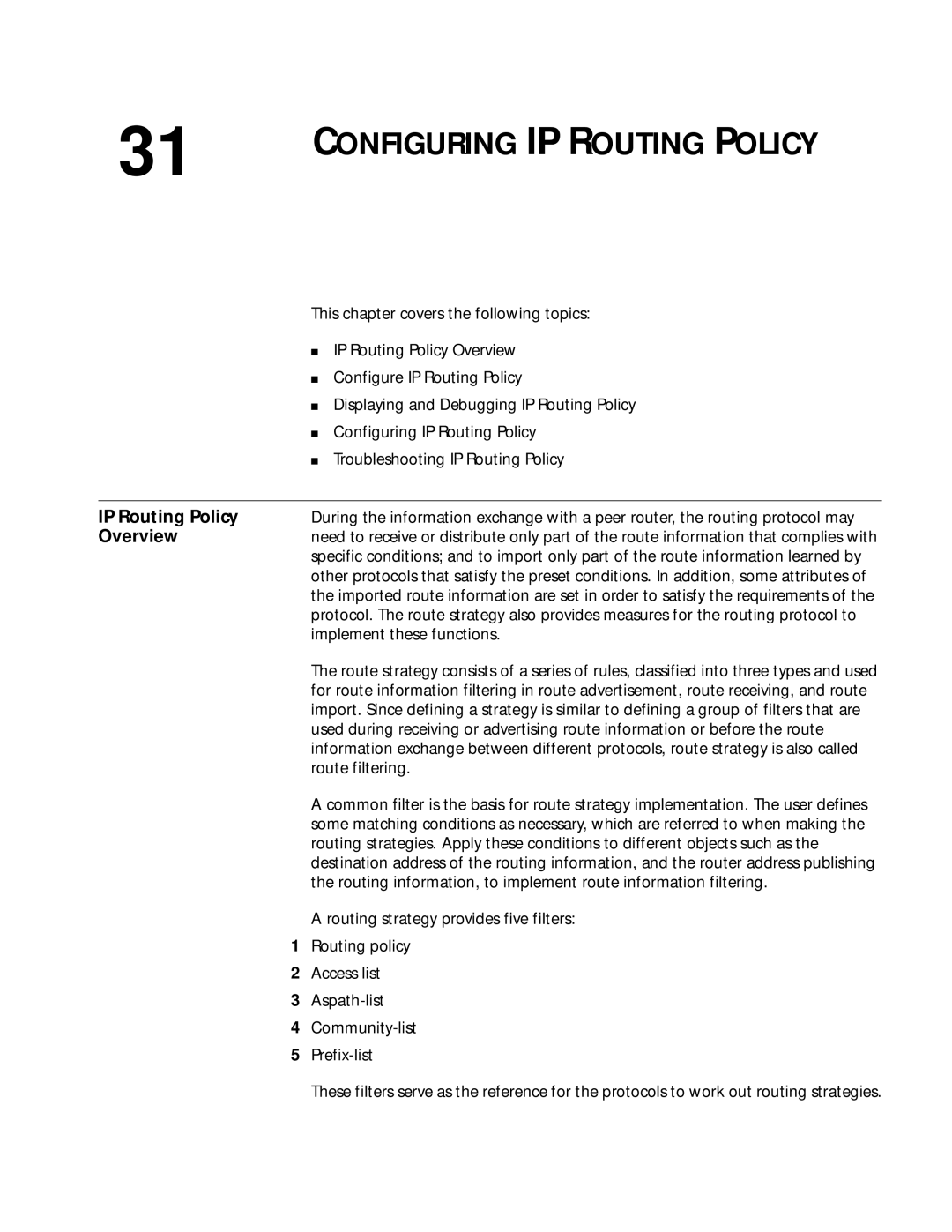 3Com 10014299 manual IP Routing Policy 