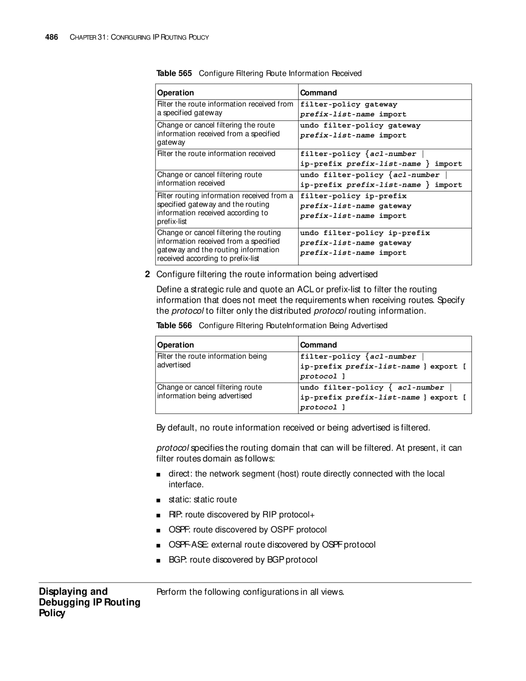 3Com 10014299 manual Debugging IP Routing Policy, OSPF-ASE external route discovered by Ospf protocol 