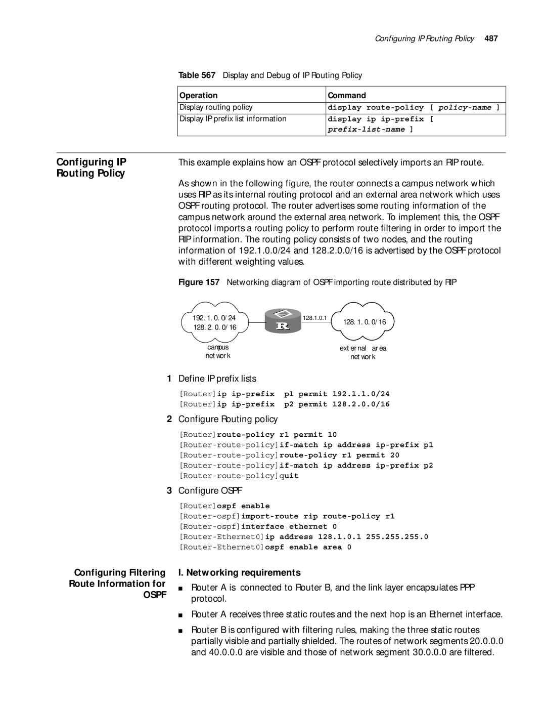 3Com 10014299 manual Configuring IP, Routing Policy, With different weighting values, Protocol 