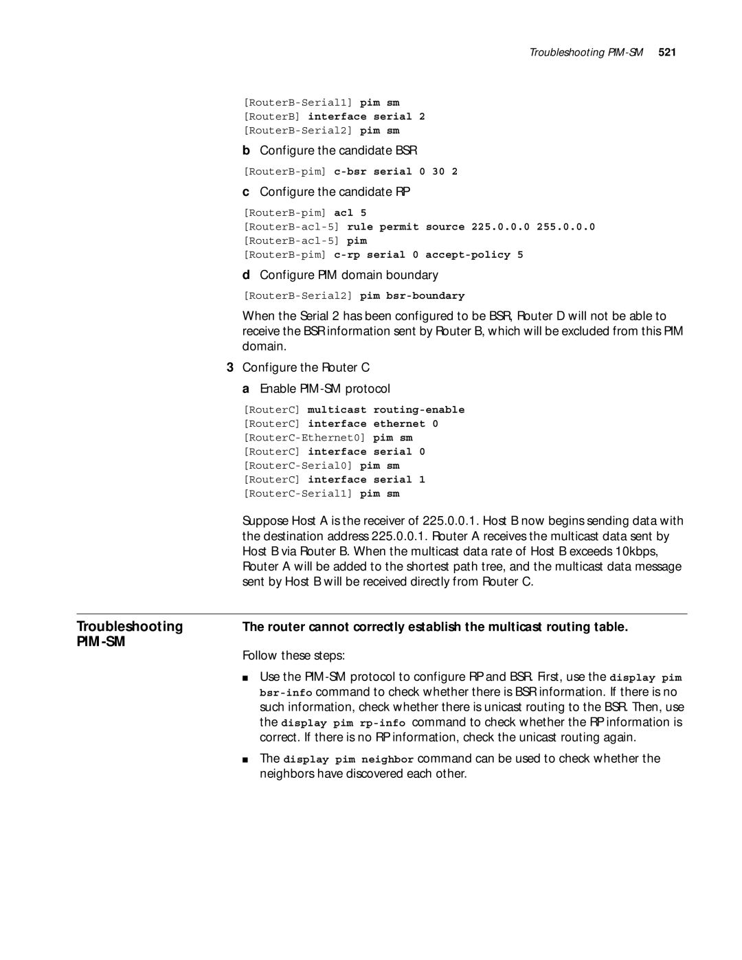 3Com 10014299 manual Follow these steps, Display pim neighbor command can be used to check whether 