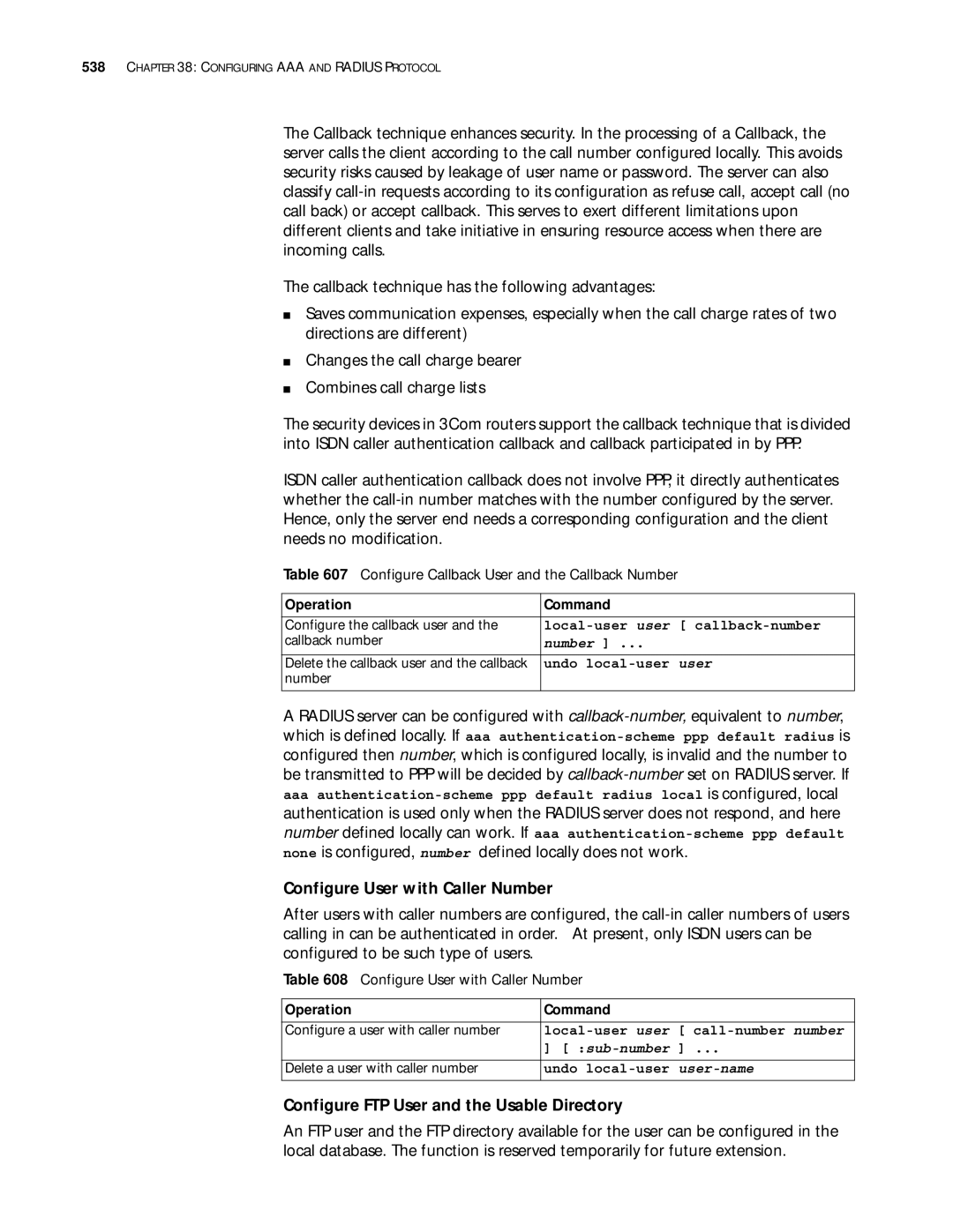 3Com 10014299 manual Configure User with Caller Number, Configure FTP User and the Usable Directory, Sub-number 