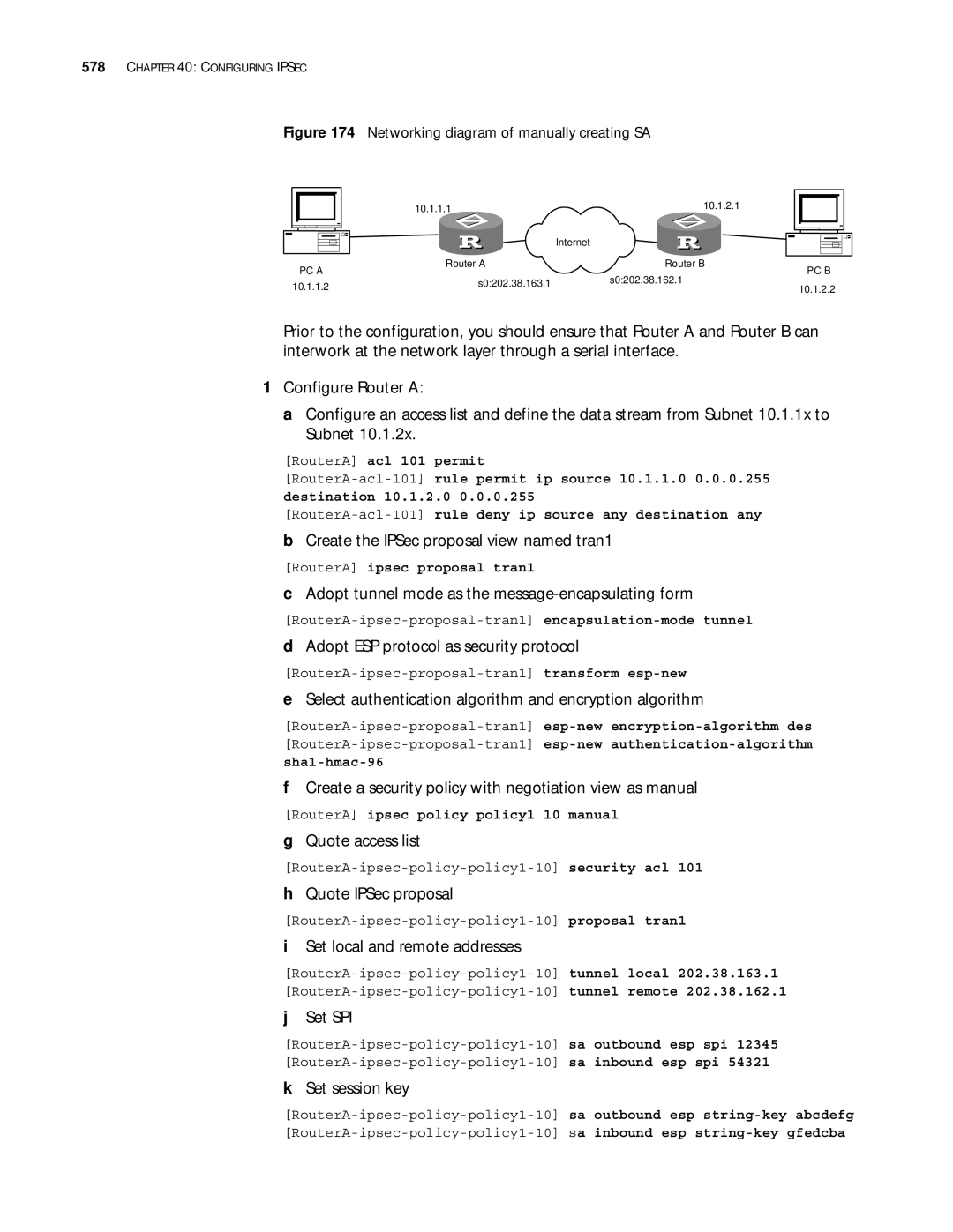 3Com 10014299 Create the IPSec proposal view named tran1, Adopt tunnel mode as the message-encapsulating form, Set SPI 