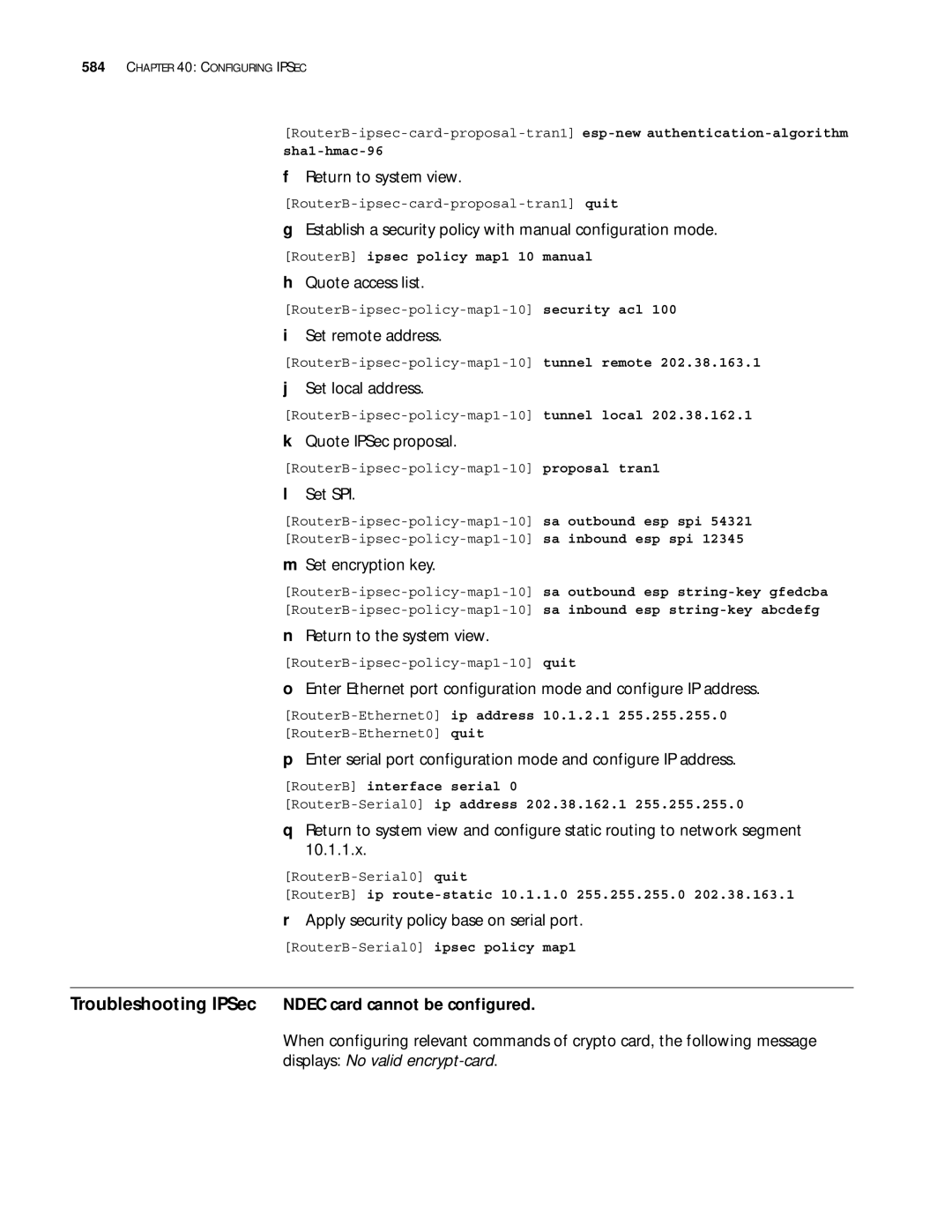 3Com 10014299 Establish a security policy with manual configuration mode, Return to the system view 