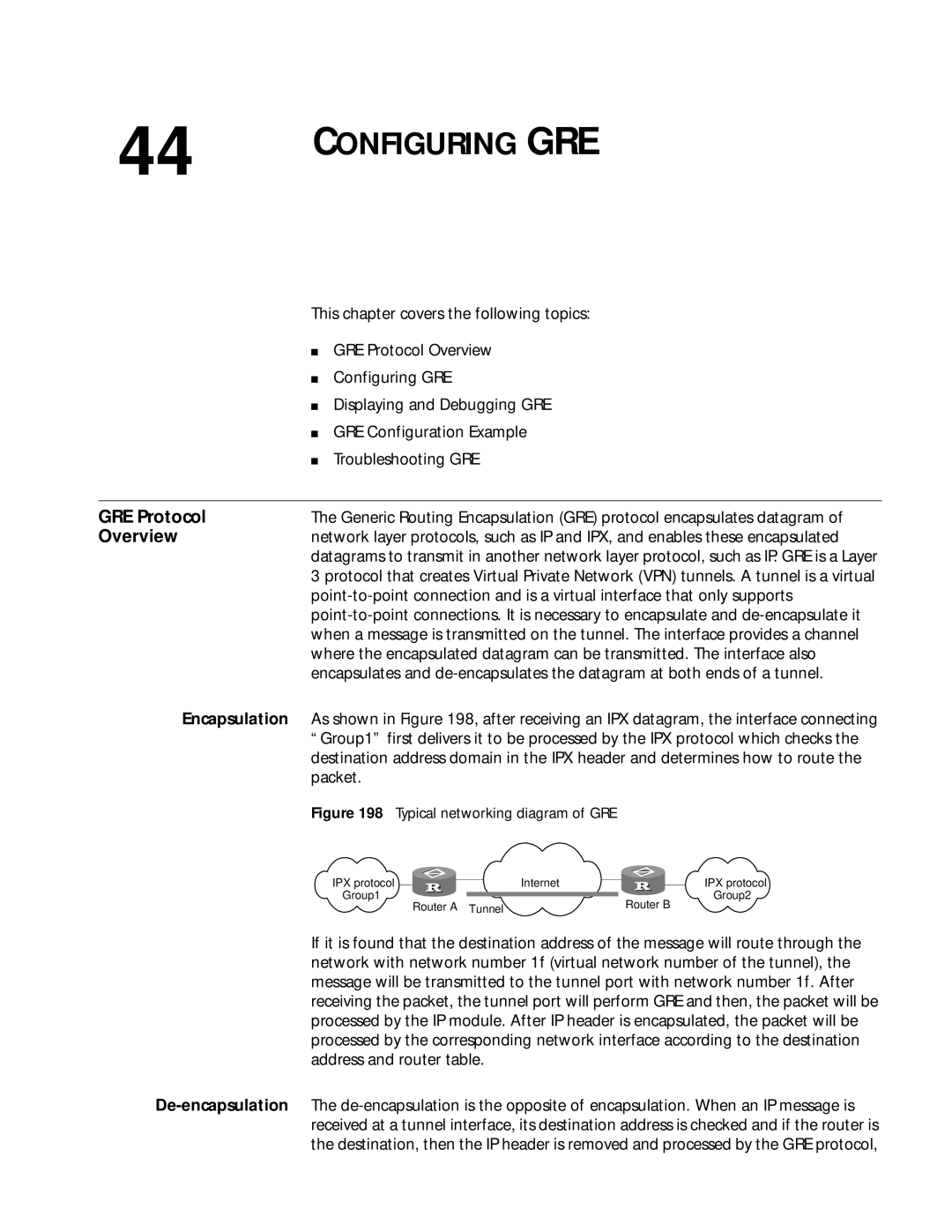 3Com 10014299 manual GRE Protocol, Encapsulation, Packet 