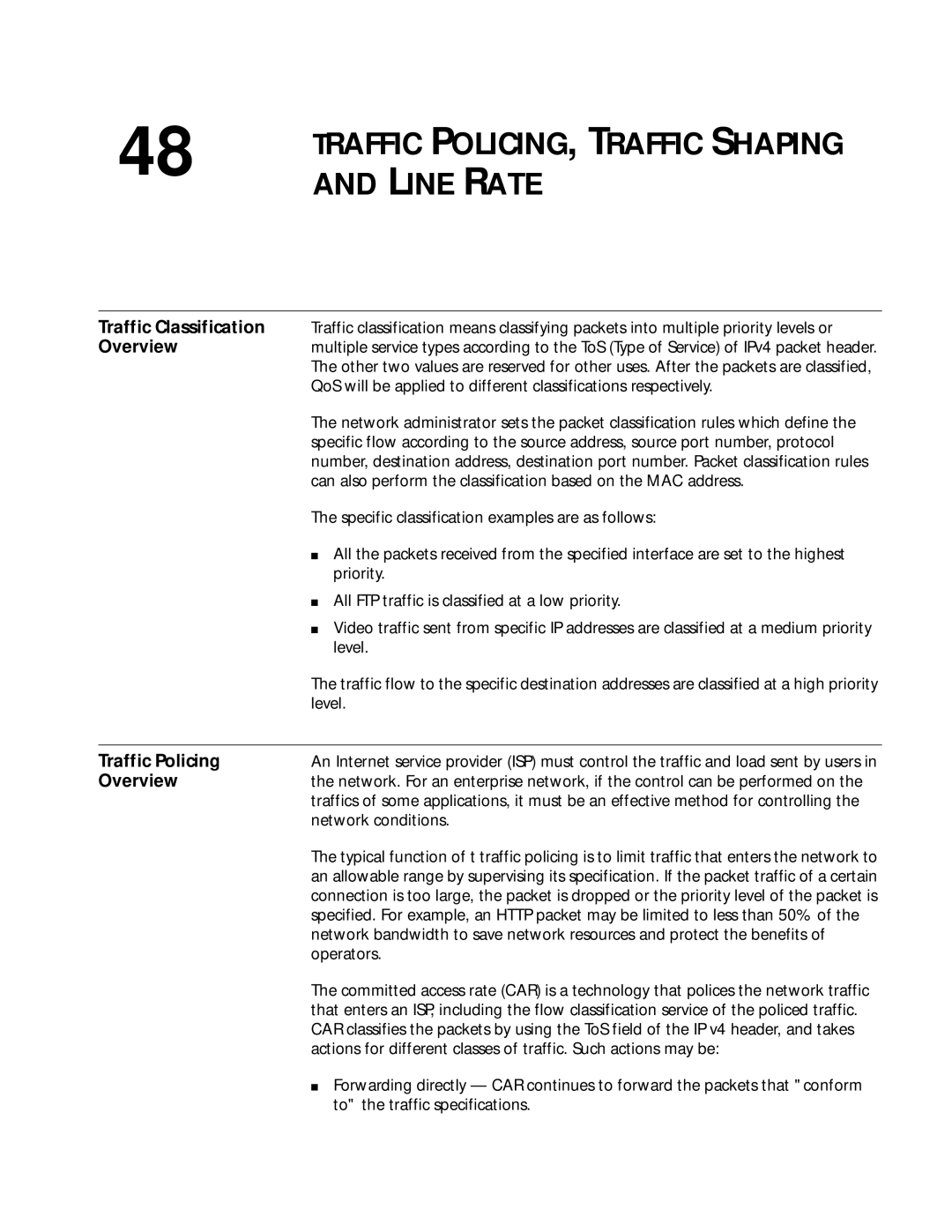 3Com 10014299 manual Traffic Classification, Traffic Policing 