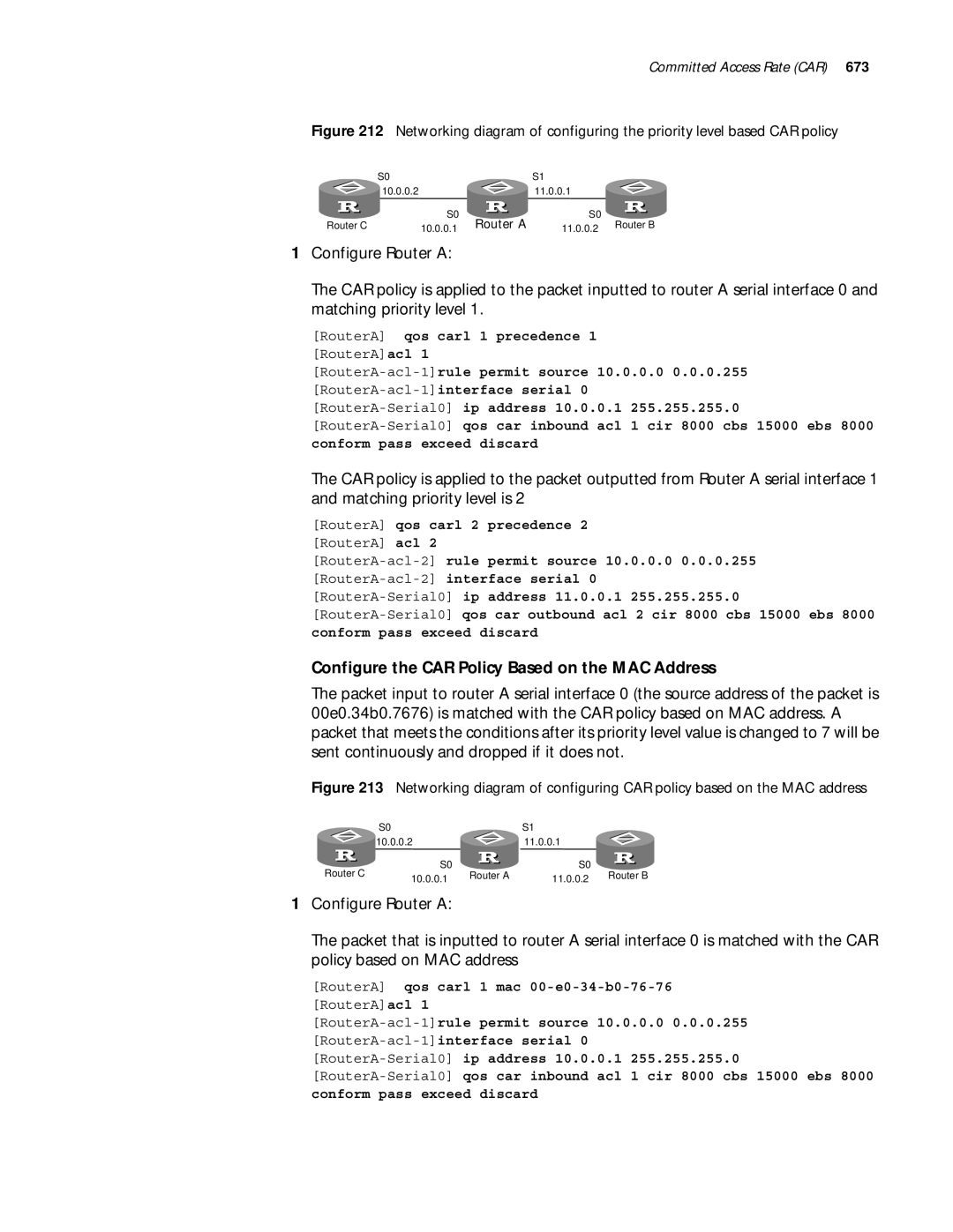 3Com 10014299 manual Configure the CAR Policy Based on the MAC Address 